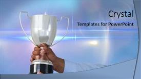  Presentation with trophy - Amazing slide deck having trophy blue background whit backdrop and a light blue colored foreground