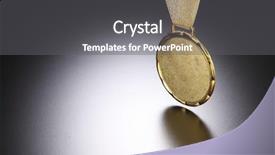  Presentation with medal - PPT theme featuring trophy certificate - close up of the golden background and a  colored foreground