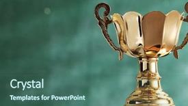  Presentation with award trophy for champion - Slide deck enhanced with trophy in front of blackboard background and a  colored foreground