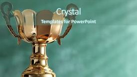  Presentation with bokeh effect blue light - Audience pleasing slide deck consisting of trophy in front of blackboard backdrop and a  colored foreground