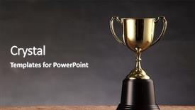  Presentation with gold trophy - PPT theme enhanced with trophy on top of old background and a dark gray colored foreground