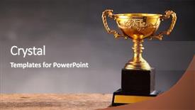  Presentation with trophy award - Presentation enhanced with trophy on top of old background and a gray colored foreground