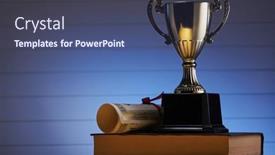  Presentation with stack books - Audience pleasing slides consisting of trophy-on-top-stack backdrop and a  colored foreground