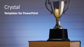  Presentation with stack books - Presentation theme consisting of trophy-on-top-stack background and a  colored foreground
