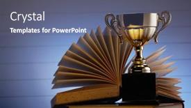 Presentation with stack books - Beautiful presentation featuring trophy-on-top-stack backdrop and a  colored foreground
