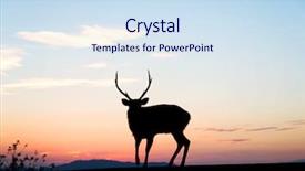  Presentation with businessman standing on mountain top - Slide deck enhanced with trophy orange color - deer standing top of mountain background and a sky blue colored foreground