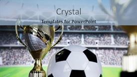 Presentation with sport award - Slide set having trophy-winning-award-sport-ball background and a light blue colored foreground