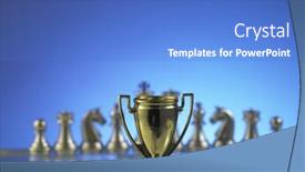  Presentation with chess board - Audience pleasing slide deck consisting of trophy with chess pieces on the chess board backdrop and a teal colored foreground