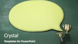  Presentation with trophy - Audience pleasing PPT theme consisting of trophy with the speech bubble backdrop and a  colored foreground