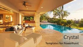  Presentation with swimming - Presentation theme featuring tropical - beautiful luxury home with swimming background and a yellow colored foreground