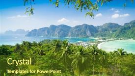  Presentation with exotic soap poppy seed - Cool new PPT layouts with tropical - idyllic panorama exotic backdrop backdrop and a tawny brown colored foreground