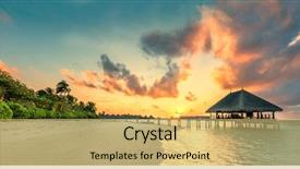  Presentation with maldives - Slide deck featuring tropical - panorama of small island resort background and a yellow colored foreground