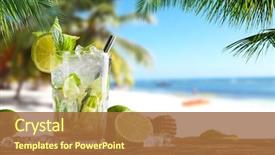  Presentation with cocktail - Slide set having tropical - summer cocktail with blur beach background and a red colored foreground