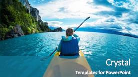 Presentation with chile - Presentation theme having tropical - woman paddles kayak background and a teal colored foreground