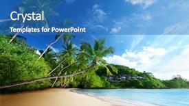  Presentation with tropical beach sunset - Slide deck consisting of tropical africa - sunset on beach anse takamaka background and a teal colored foreground