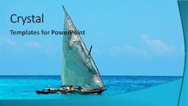  Presentation with clear water - PPT theme consisting of tropical africa - wooden sailboat dhow background and a light blue colored foreground