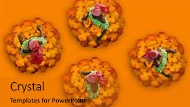  Presentation with colorful flower - Audience pleasing PPT theme consisting of tropical african american caribbean dancers backdrop and a gold colored foreground