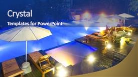  Presentation with hotel - Amazing slide set having tropical architecture - hotel exterior poolside backdrop and a navy blue colored foreground