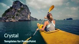  Presentation with keep calm terminal - Audience pleasing slide set consisting of tropical bay with limestone mountains backdrop and a navy blue colored foreground