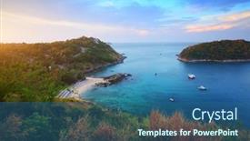  Presentation with tropical - Colorful presentation design enhanced with tropical-beach-and-island backdrop and a ocean colored foreground