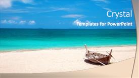  Presentation with boat - PPT theme enhanced with tropical-beach-and-longtail-boat background and a teal colored foreground