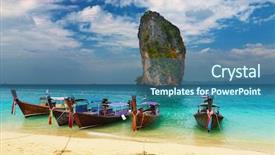  Presentation with thailand - Slide set featuring tropical beach andaman sea thailand background and a ocean colored foreground