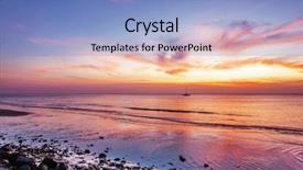  Presentation with nata de coco tropical - Presentation theme having tropical beach at beautiful sunset background and a light blue colored foreground