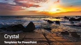  Presentation with tropical beach sunset - Slide deck featuring tropical beach at beautiful sunset background and a tawny brown colored foreground