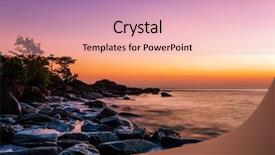  Presentation with tropical beach sunset - PPT layouts consisting of tropical beach at beautiful sunset nature background background and a lemonade colored foreground