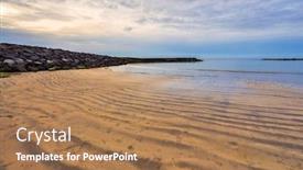  Presentation with tropical beach sunset - Presentation theme consisting of tropical-beach-at-beautiful-sunset background and a coral colored foreground