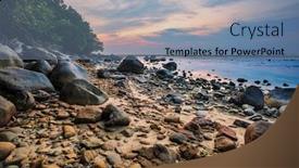  Presentation with tropical beach sunset - Amazing presentation having tropical-beach-at-beautiful-sunset backdrop and a seafoam green colored foreground