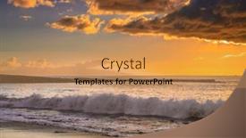  Presentation with tropical beach sunset - Cool new slide set with tropical-beach-at-beautiful-sunset backdrop and a coral colored foreground