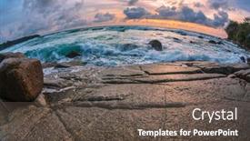  Presentation with fish beach - Colorful theme enhanced with tropical-beach-at-beautiful-sunset backdrop and a dark gray colored foreground