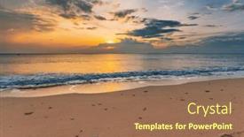  Presentation with tropical beach sunset - Presentation design enhanced with tropical-beach-at-beautiful-sunset background and a coral colored foreground