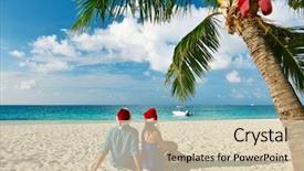  Presentation with tropical christmas - Presentation theme having tropical beach at christmas background and a lemonade colored foreground