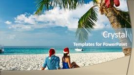 Presentation with tropical christmas - Colorful slides enhanced with tropical beach at christmas backdrop and a light blue colored foreground
