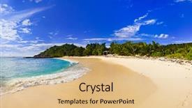  Presentation with nature - PPT layouts with tropical beach at evening - nature background and a coral colored foreground