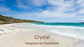  Presentation with turquoise beach - Presentation theme having tropical beach at half moon background and a lemonade colored foreground