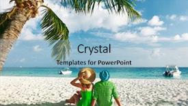  Presentation with tropical - Beautiful theme featuring tropical beach at maldives backdrop and a light blue colored foreground