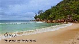  Presentation with nature - PPT layouts consisting of tropical-beach-at-seychelles-nature background and a coral colored foreground