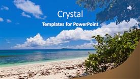  Presentation with nature - Audience pleasing presentation consisting of tropical-beach-at-seychelles-nature backdrop and a teal colored foreground
