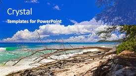  Presentation with nature - Presentation featuring tropical-beach-at-seychelles-nature background and a cobalt blue colored foreground