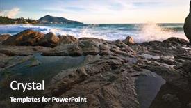  Presentation with tropical beach sunset - Colorful slide deck enhanced with tropical beach at sunset nature backdrop and a  colored foreground