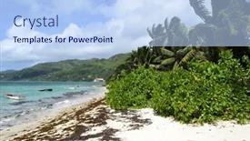  Presentation with tropical - Presentation with tropical-beach-baie-beau-vallon background and a light blue colored foreground