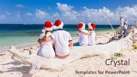  Presentation with tropical christmas - Colorful presentation design enhanced with tropical beach celebrating christmas backdrop and a lemonade colored foreground