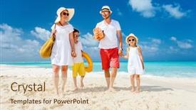  Presentation with happy kids - Theme with tropical beach during summer background and a lemonade colored foreground