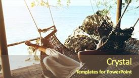  Presentation with relaxing - Beautiful slide set featuring tropical beach hot sunny day backdrop and a tawny brown colored foreground