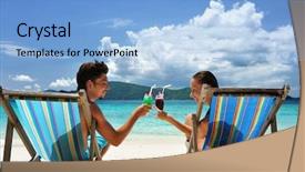  Presentation with lounge - PPT layouts with tropical beach in chaise lounge background and a light blue colored foreground