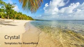  Presentation with republic dominican - Slide set with tropical beach in dominican republic background and a coral colored foreground