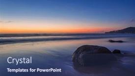  Presentation with tropical beach sunset - Slides having tropical-beach-in-ebb-time background and a ocean colored foreground